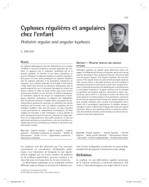 Cyphoses régulières et angulaires chez l'enfant