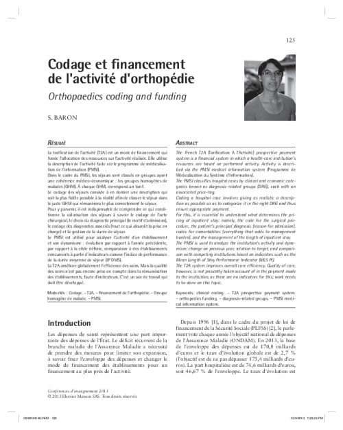 Codage et financement de l’activité d’orthopédie