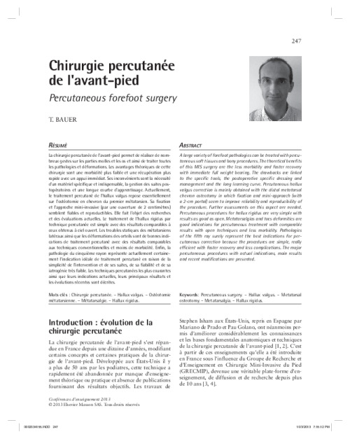 Chirurgie percutanée de l’avant-pied