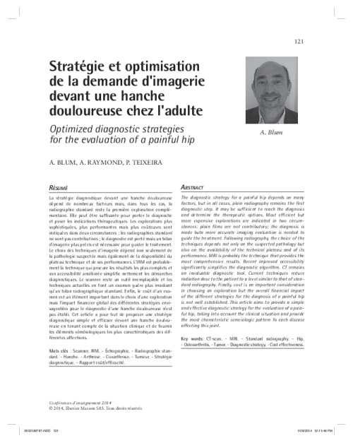 Stratégie et optimisation de la demande d'imagerie devant une hanche douloureuse chez l'adulte