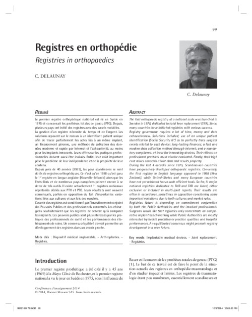 Registres en orthopédie