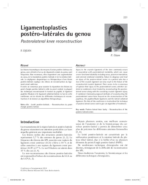 Ligamentoplasties postéro-latérales du genou