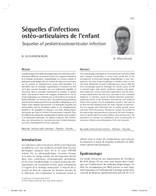 Séquelles d'infections ostéo-articulaires de l'enfant