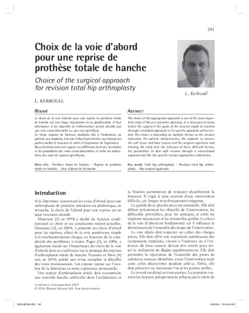 Choix de la voie d'abord pour une reprise de prothèse totale de hanche