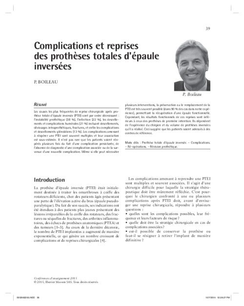 Complications et reprises des prothèses totales d'épaule inversées