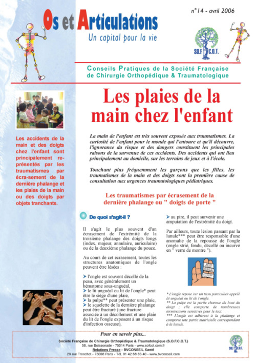 Les plaies de la main chez l'enfant