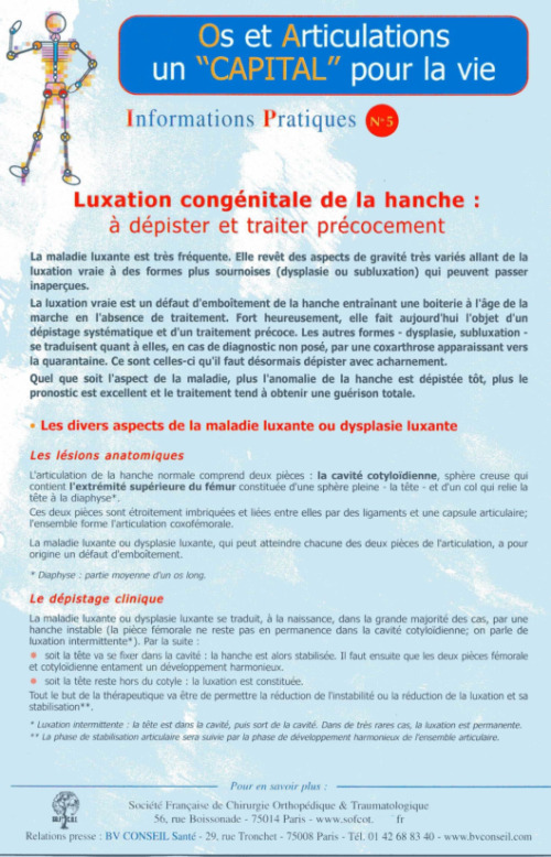 Luxation congénitale de la hanche : à dépister et traiter précocément