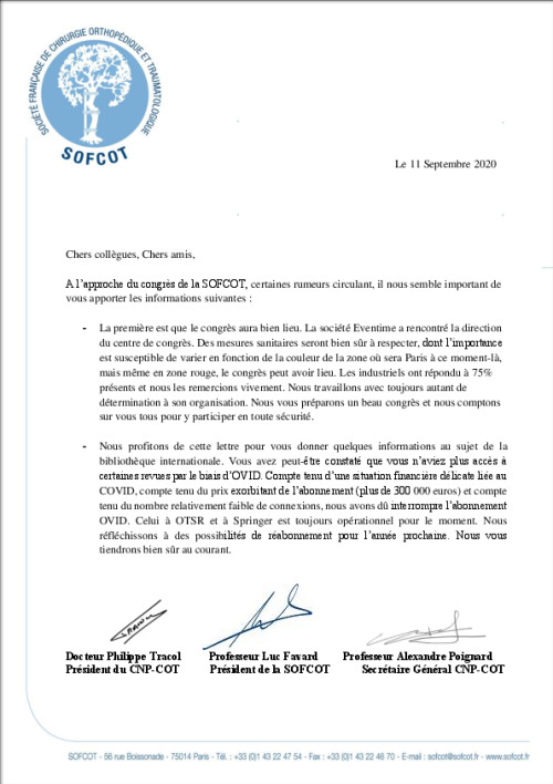 Communiqué Congrès 2020