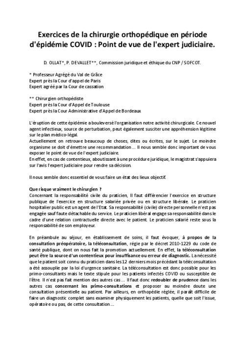 Point de vue de l'expert judiciaire