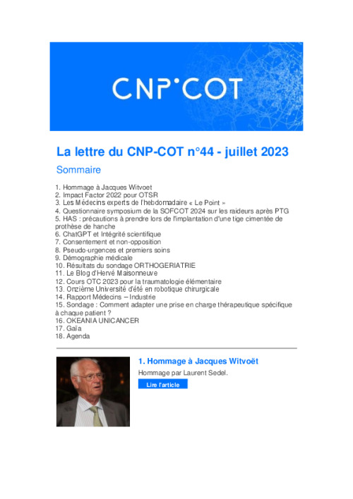Lettre du CNP-COT n°44 - juillet 2023