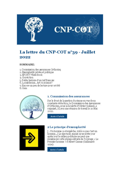 Lettre du CNP-COT n°39 - Juillet 2022