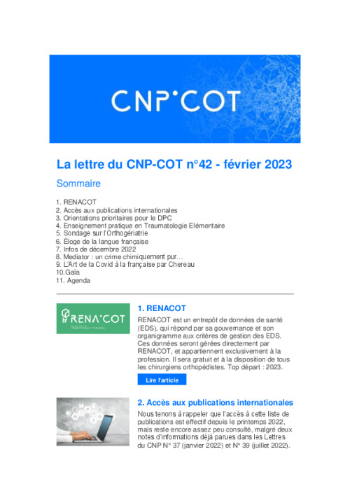 Lettre du CNP-COT n°42 - février 2023