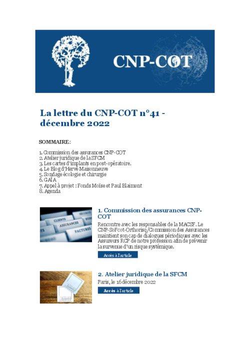 Lettre du CNP-COT n°41 - décembre 2022