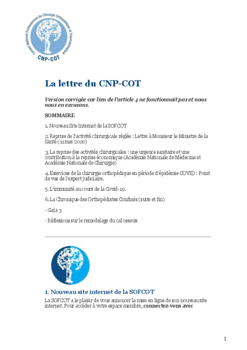 Lettre Spéciale COVID du CNP-COT n°5 - Juillet 2021