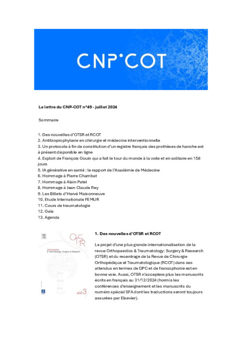 Lettre du CNP-COT n°49 - juillet 2024