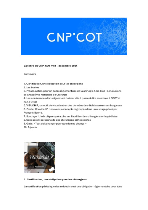 Lettre du CNP-COT n°51 - décembre 2024
