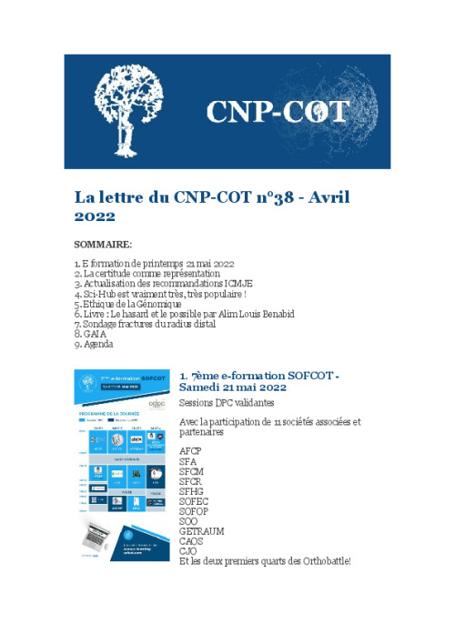 Lettre du CNP N° 38 - Avril 2022