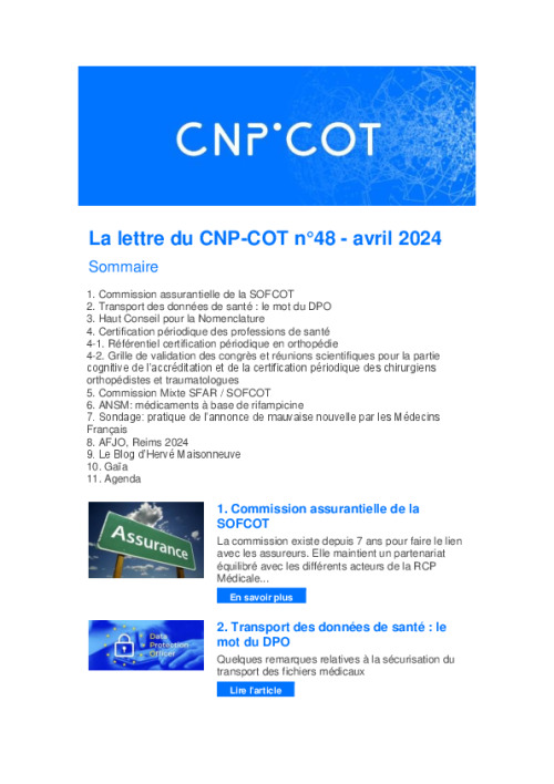 Lettre du CNP-COT n°48 - avril 2024