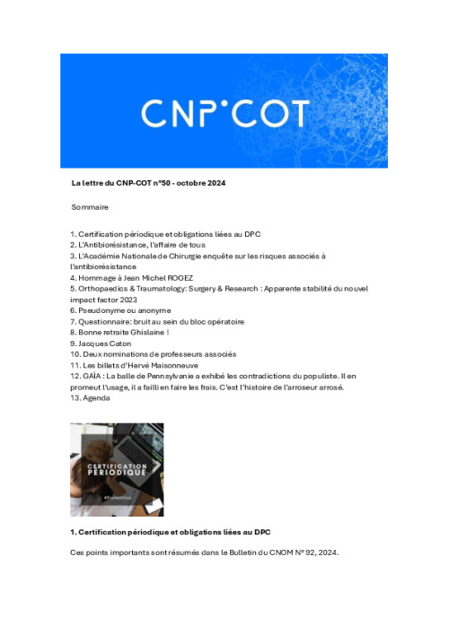 Lettre du CNP-COT n°50 - octobre 2024