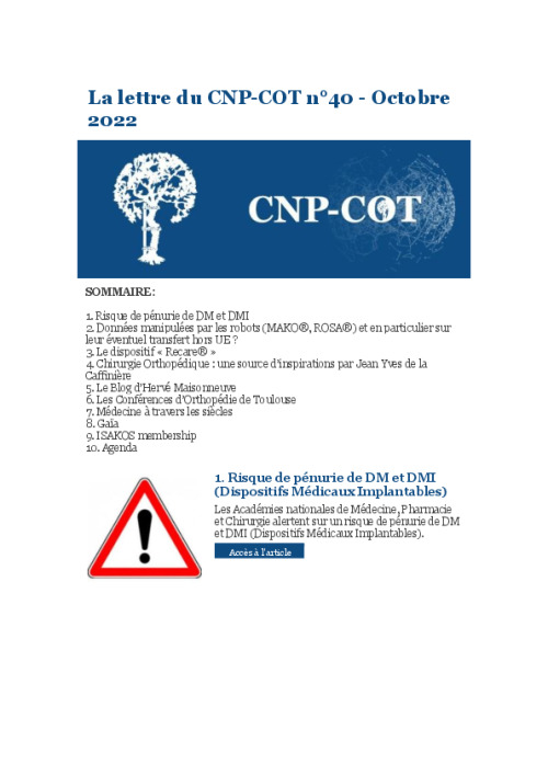 Lettre du CNP-COT n°40 - octobre 2022