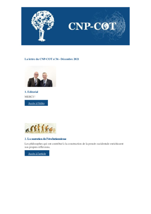 Lettre du CNP-COT n°36 - décembre 2021