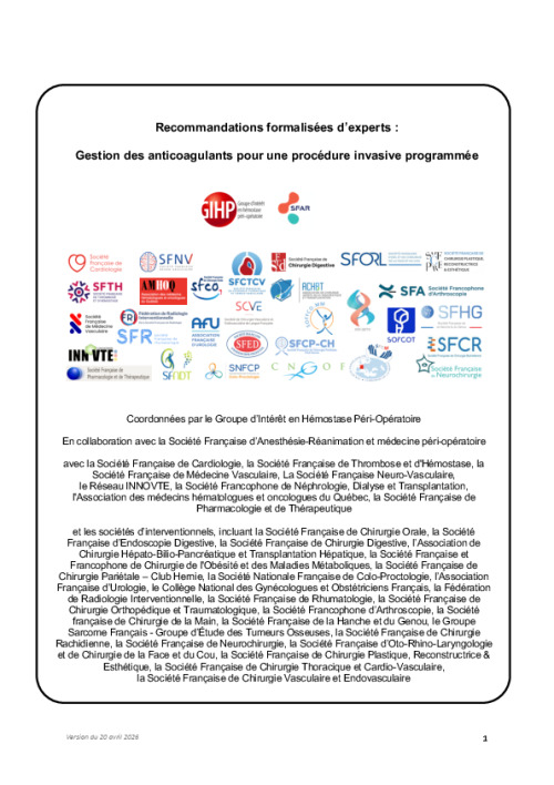 RFE : Gestion des anticoagulants pour une procédure invasive programmée