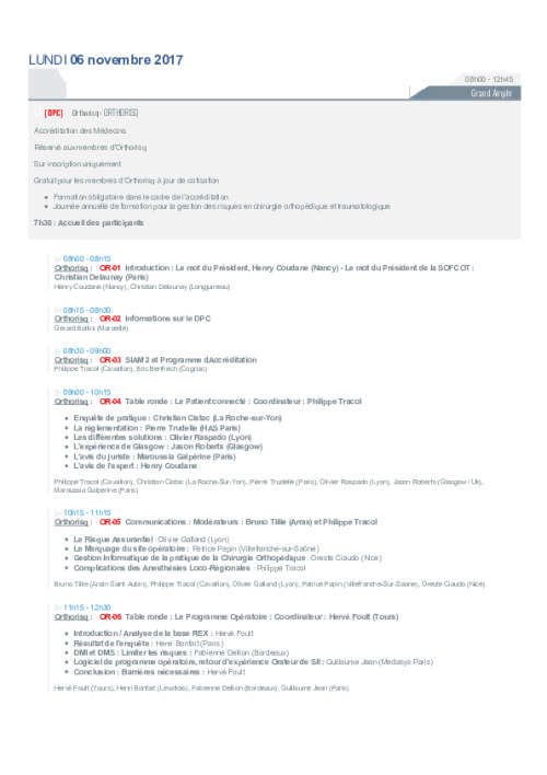 Programme congrès SOFCOT 2017