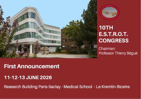Front page of the ESTROT meeting in the new Paris-Saclay Bicetre Medical School building